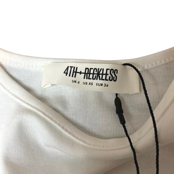 NWT 4th & Reckless White Ruched Tie Tank Top XS | Scoop Neck Stretch - Picture 6 of 7